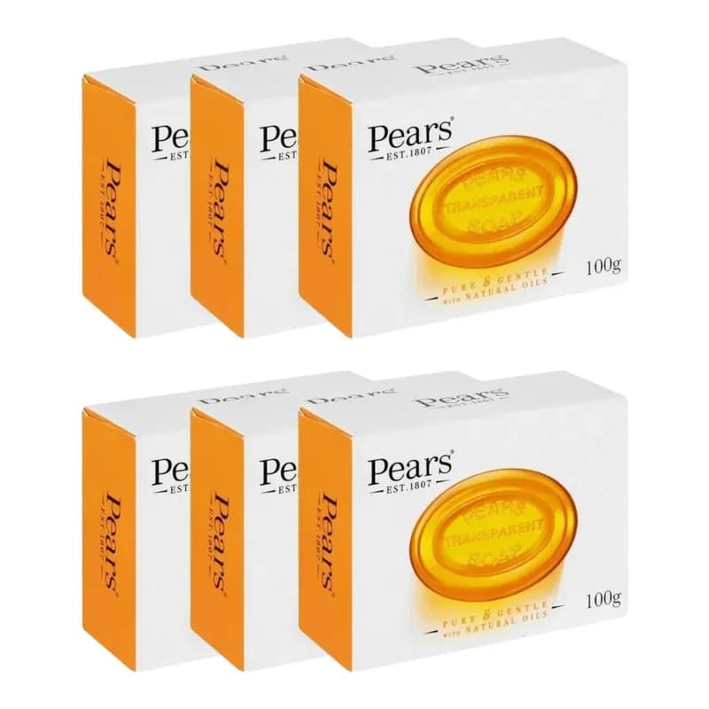 6 x Pears Amber Transparent Soap – Pure & Gentle Skincare Bar with Natural Oils
