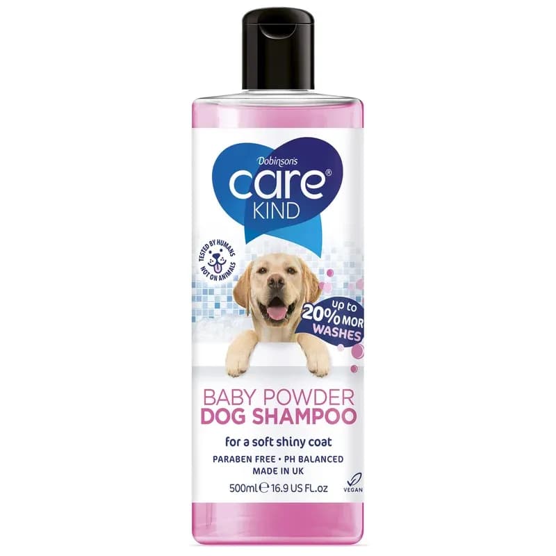 Baby Powder Dog Shampoo 500ml Carekind professional dog grooming shampoo for smelly dogs with baby fresh scent, best puppy shampoo with conditioner, Vegan pet shampoo (1x 500ml)