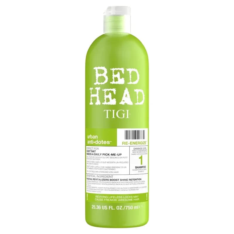 Bed Head by TIGI 750ml Urban Antidotes Re-Energise Shampoo - XXL Salon Professional Daily Shampoo for All Hair Types, Clarifying, Hydrating, Colour-Safe Sulphate-Free, for Ultimate Smooth Hair