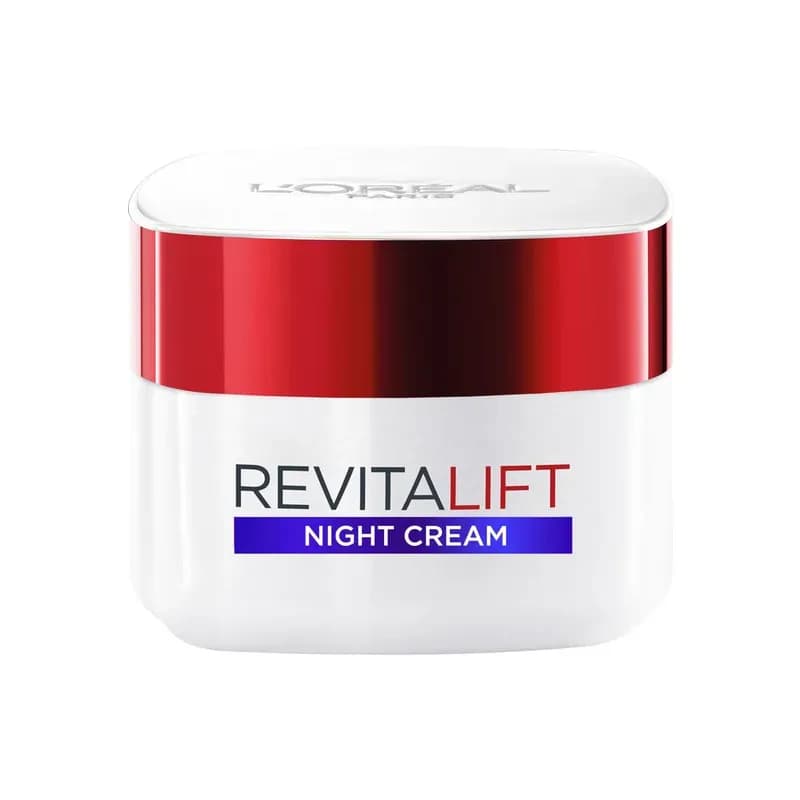 L’Oréal Paris Revitalift Hydrating Night Cream, Anti-Wrinkle Moisturising Formula to Reinforce Skin Elasticity, Smoother and Firmer Skin, Pro-Retinol and Elasti-Peptides, 50ml