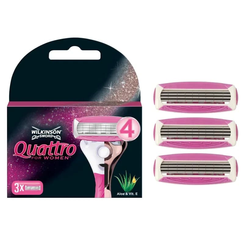WILKINSON SWORD - Quattro For Women | Smooth Glide | Pack of 3 Razor Blade Refills