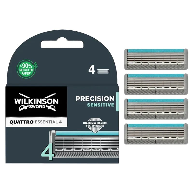 Wilkinson Sword Quattro Titanium Sensitive Blades Titanium Sensitive. 4 Piece 4 pieces