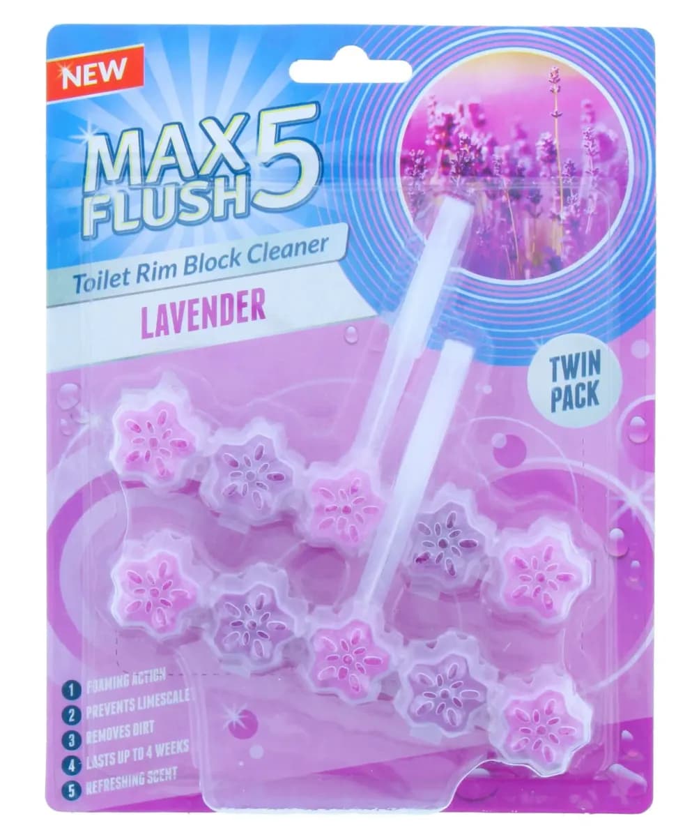 Max Flush 5 Lavender Toilet Rim Block Cleaner