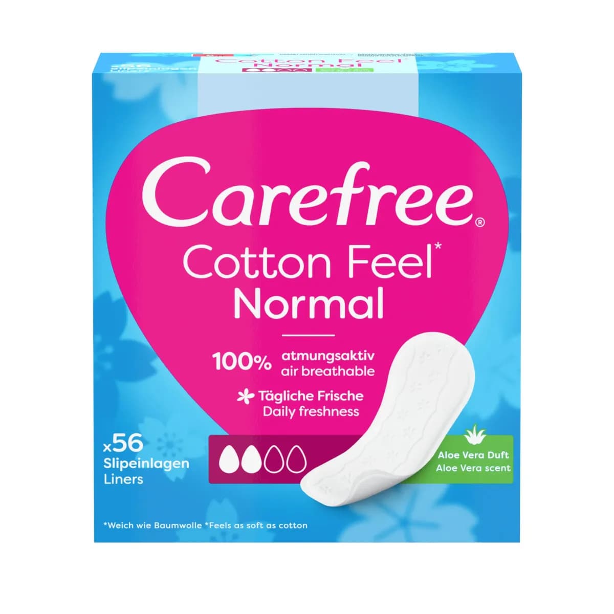 Carefree Cotton Feel Normal Sanitary Napkins, 56 pcs